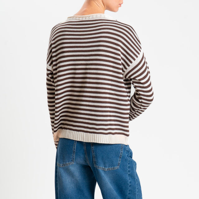 Tensione in-Maglia righe modal - latte/moro
