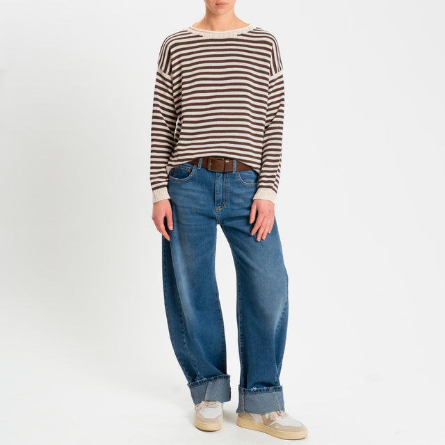 Tensione in-Maglia righe modal - latte/moro