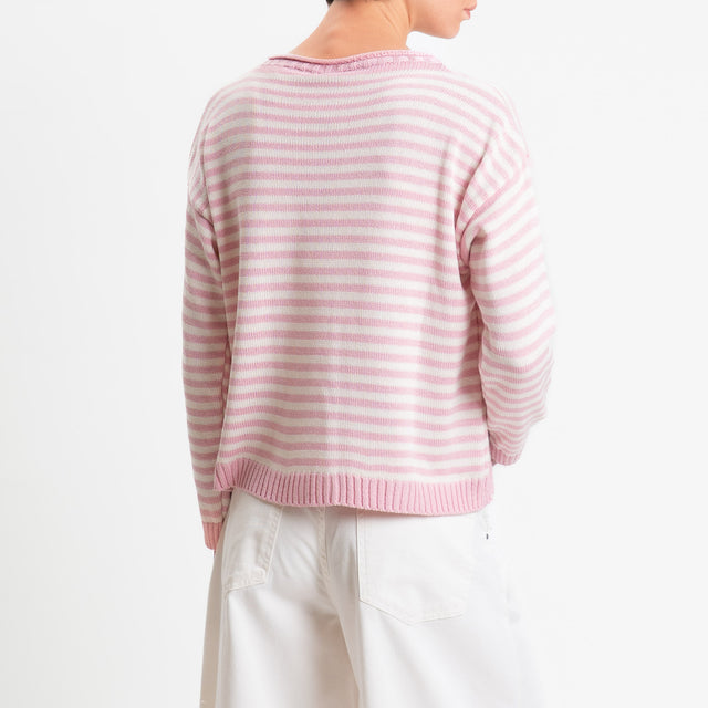 Tensione in-Maglia righe tessuto modal - rosa/latte