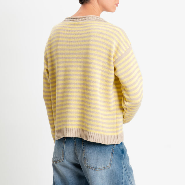 Tensione in-Maglia righe tessuto modal - sabbia/giallo