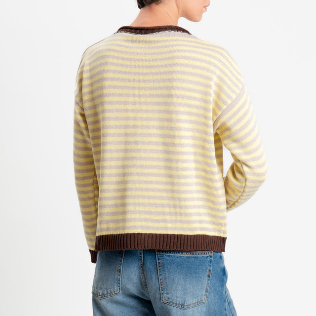 Tensione in-Maglia righe tessuto modal - moro/sabbia/giallo