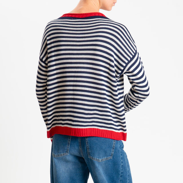 Tensione in-Maglia righe tessuto modal - rosso/blu/latte