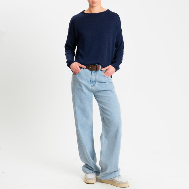 Tensione in-Maglia girocollo tessuto modal - blu