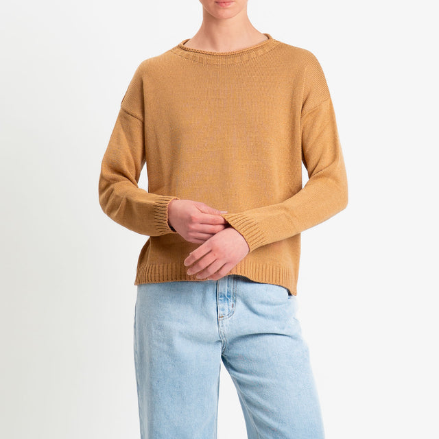 Tensione in-Maglia girocollo tessuto modal - cammello