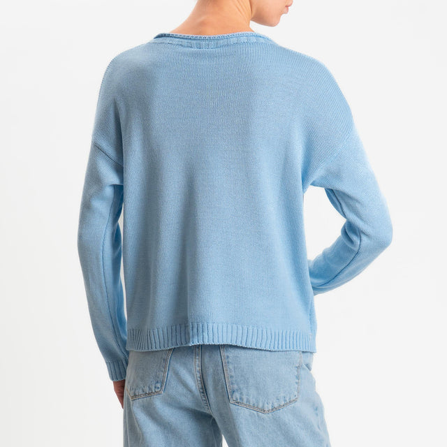 Tensione in-Maglia girocollo tessuto modal - celeste