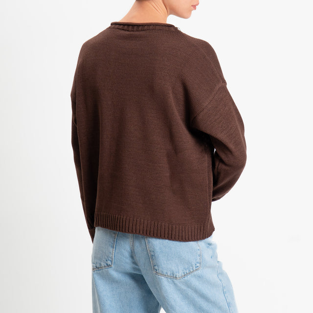 Tensione in-Maglia girocollo tessuto modal - cioccolato