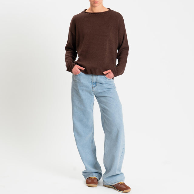 Tensione in-Maglia girocollo tessuto modal - cuoio