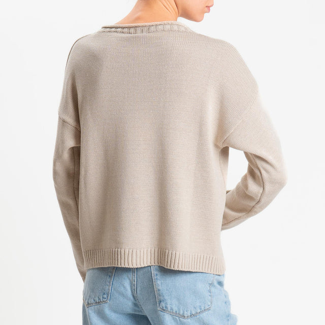 Tensione in-Maglia girocollo tessuto modal - sabbia