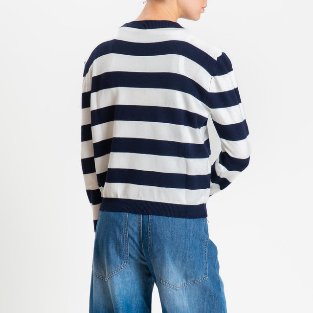 Tensione in-Maglia girocollo a righe - Blu/bianco