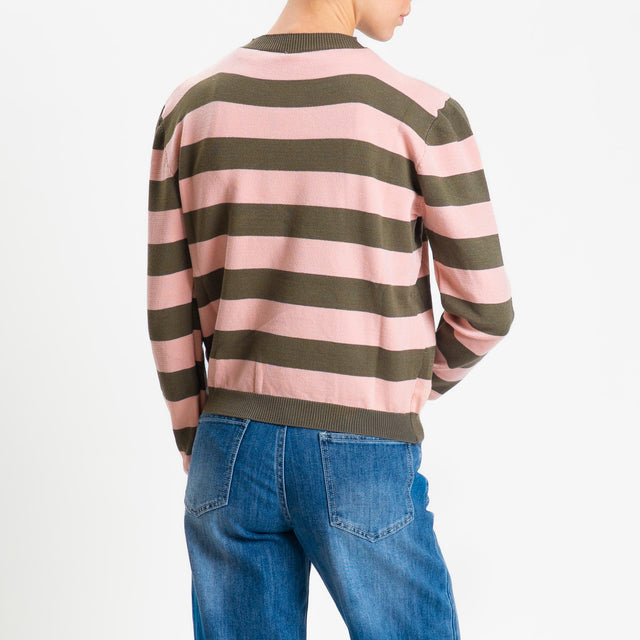 Tensione in-Maglia girocollo a righe - militare/rosa