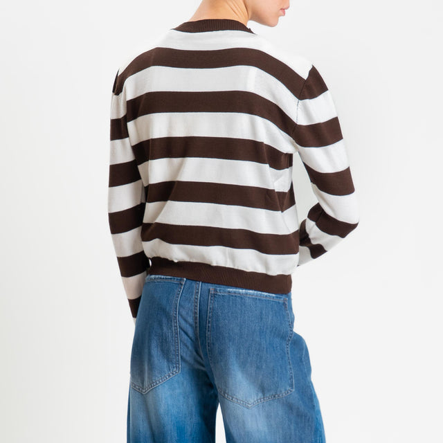 Tensione in-Maglia girocollo a righe - moro/bianco