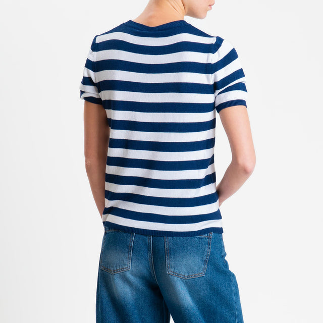 Tensione in-Maglia righe mezza manica - Blu/bianco