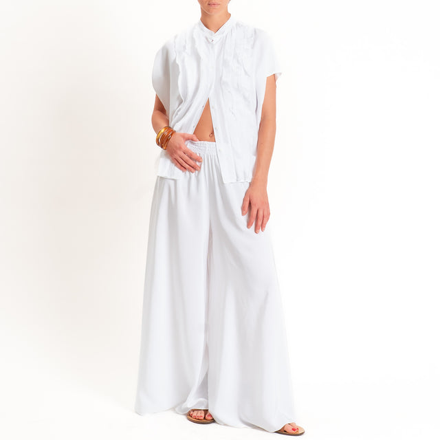 Tensione in-Camicia misto lyocell con rouches - bianco