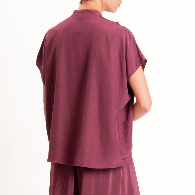 Tensione in-Camicia misto lyocell con rouches - vino