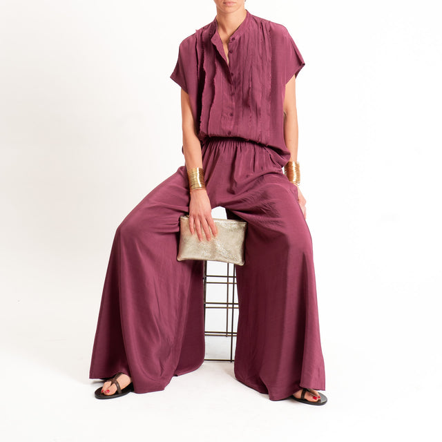 Tensione in-Camicia misto lyocell con rouches - vino