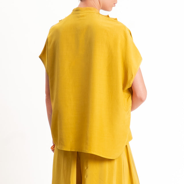Tensione in-Camicia misto lyocell con rouches - olive
