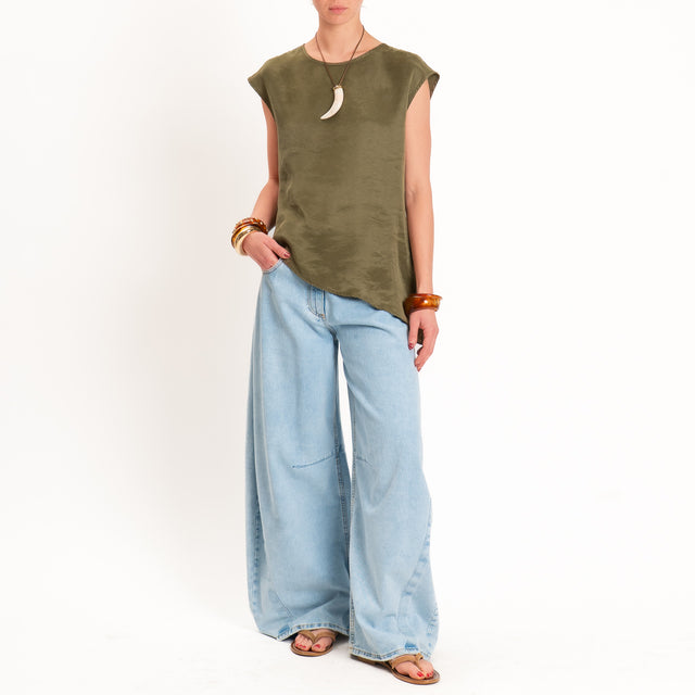 Tensione in-Blusa asimmetrica in cupro - militare