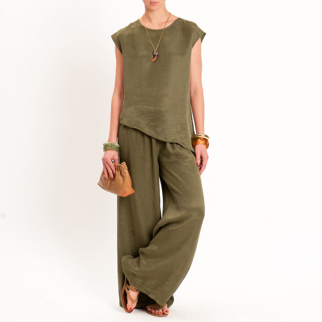 Tensione in-Blusa asimmetrica in cupro - militare