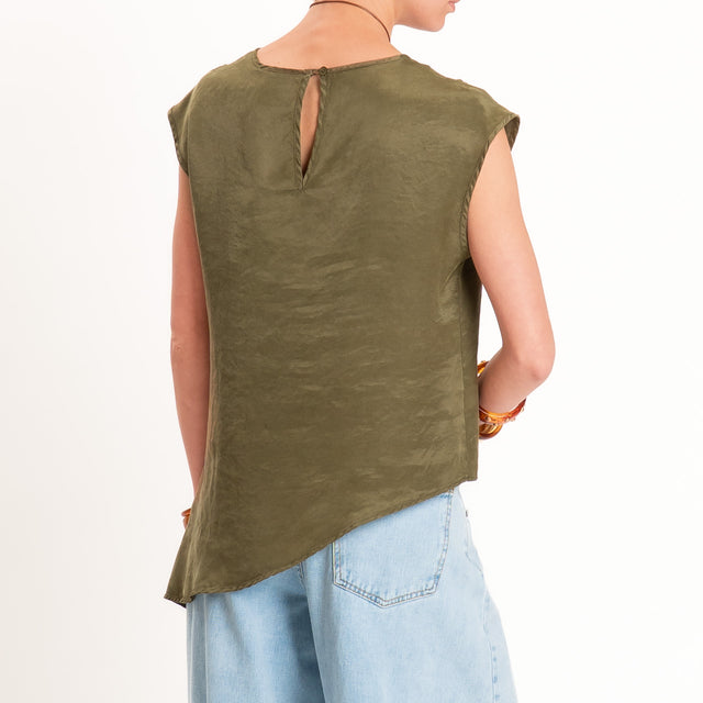 Tensione in-Blusa asimmetrica in cupro - militare