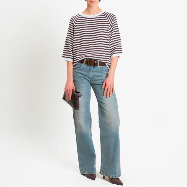 Tensione in-Maglia a righe manica 3/4 - bianco/moro