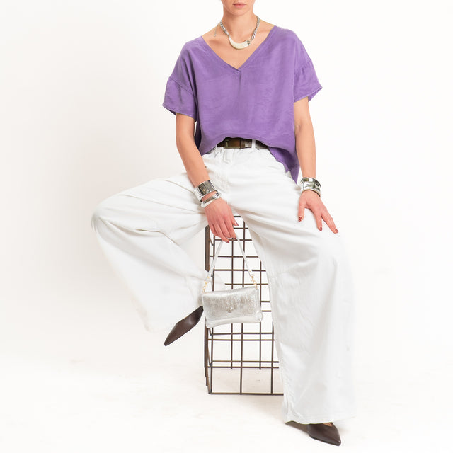 Tensione in-Blusa scollo v in cupro - violet