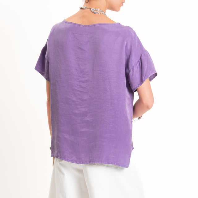 Tensione in-Blusa scollo v in cupro - violet