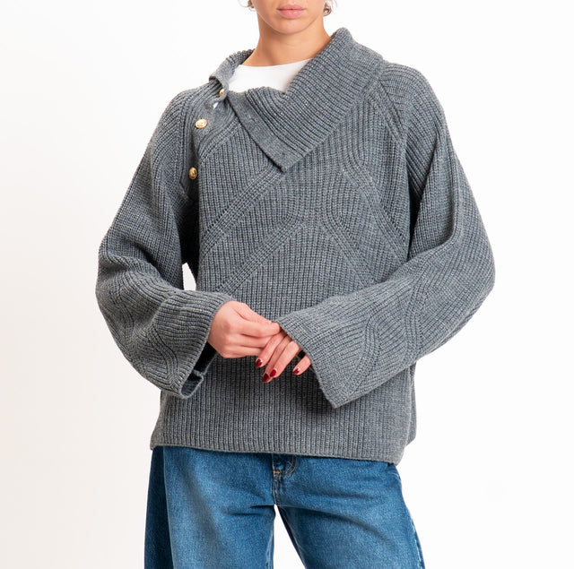 Tensione in-Maglia misto alpaca dettaglio bottoni - grigio
