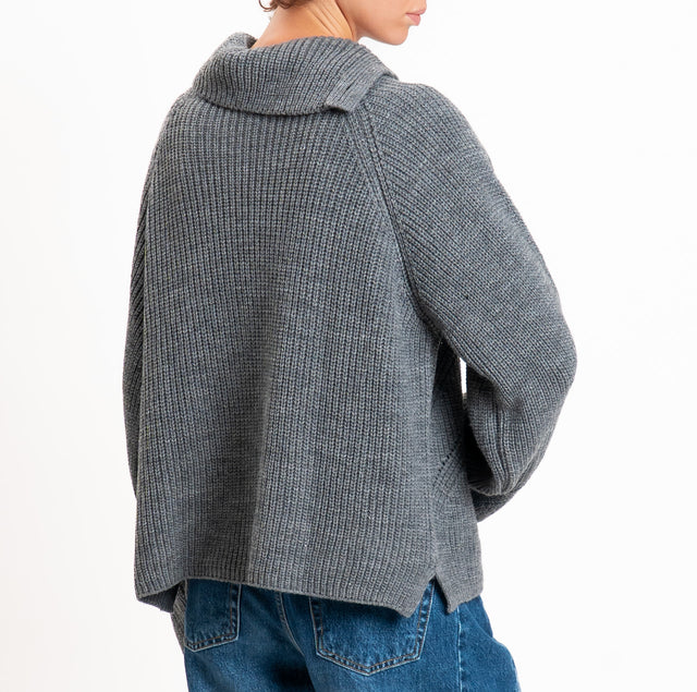 Tensione in-Maglia misto alpaca dettaglio bottoni - grigio