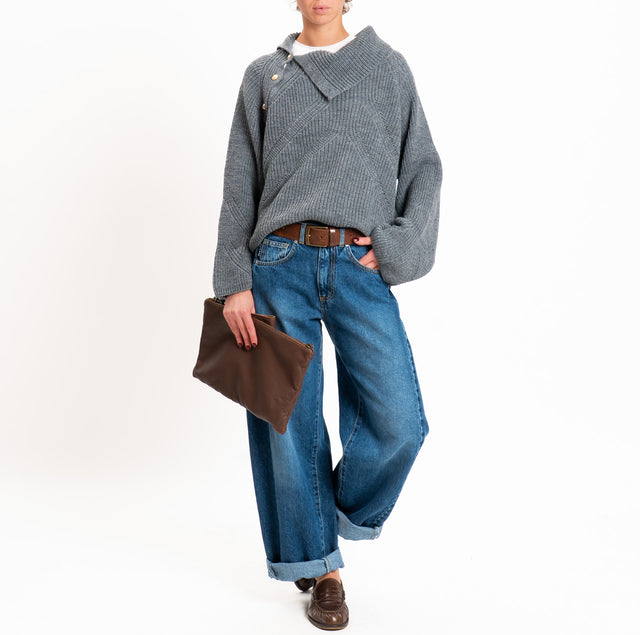 Tensione in-Maglia misto alpaca dettaglio bottoni - grigio