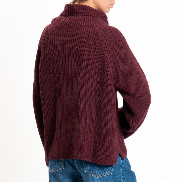 Tensione in-Maglia misto alpaca dettaglio bottoni - Bordeaux