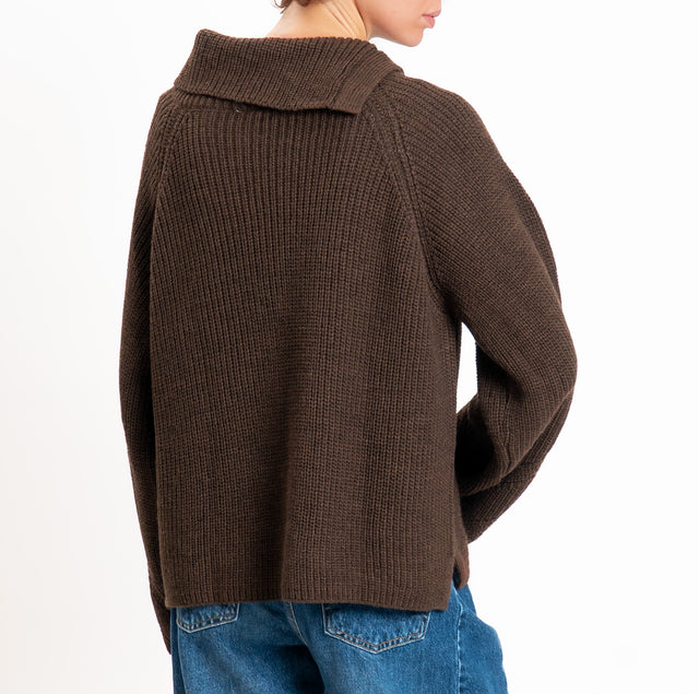 Tensione in-Maglia misto alpaca dettaglio bottoni - moro
