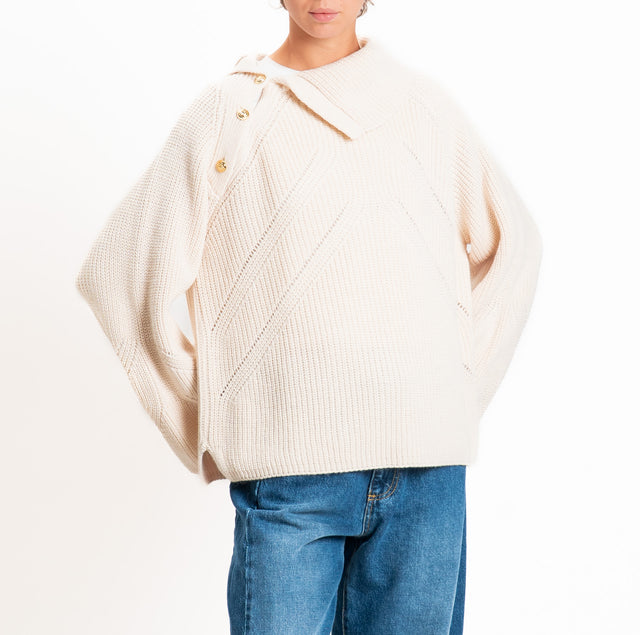 Tensione in-Maglia misto alpaca dettaglio bottoni - burro