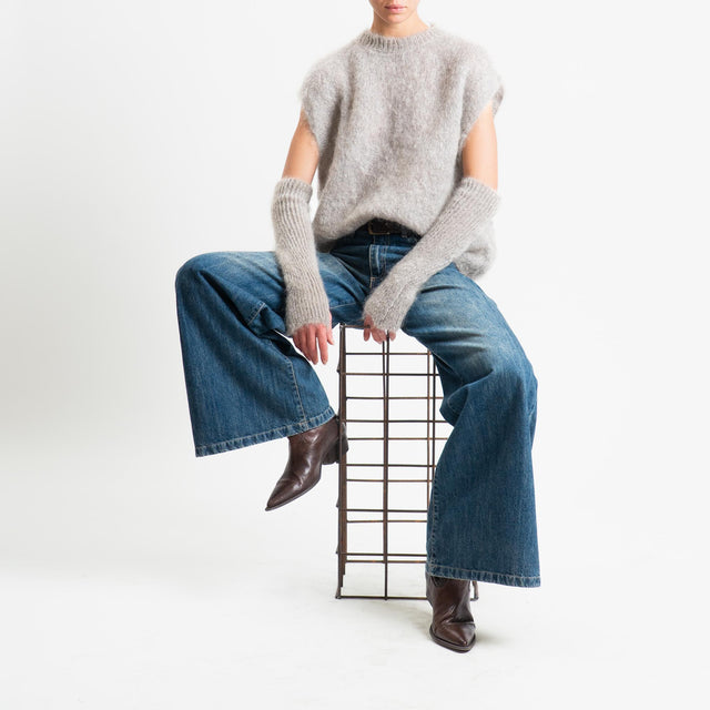 Tensione in-Maglia smanicata kid mohair soft con manicotti - perla