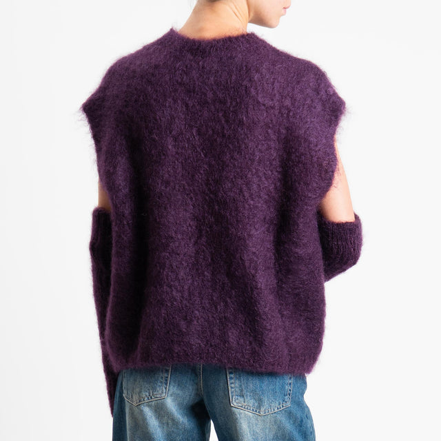 Tensione in-Maglia smanicata kid mohair soft con manicotti - Bordeaux