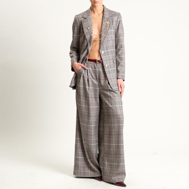 Tensione in-Giacca check con applicazione - sand/nero/vino