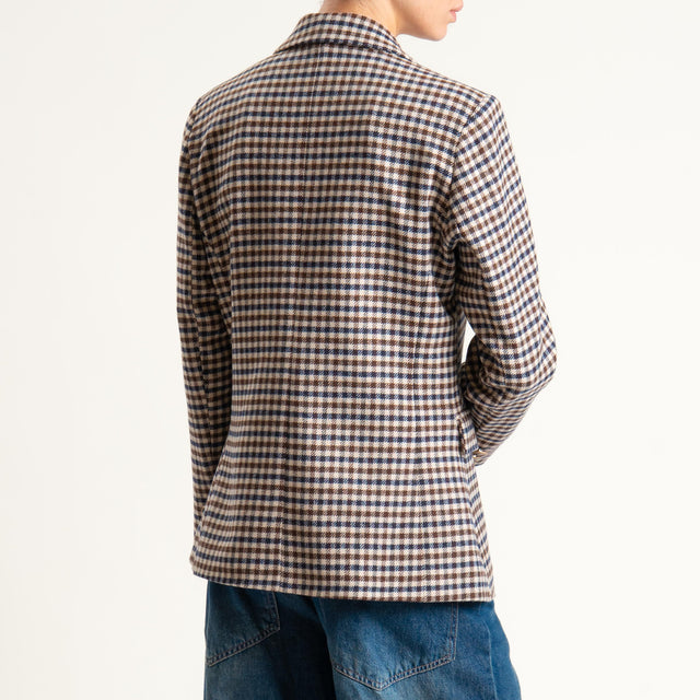 Tensione in-Giacca doppiopetto quadri con spille - beige/moro/blu