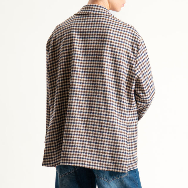 Tensione in-Giacca over quadri con spilla - beige/moro/blu