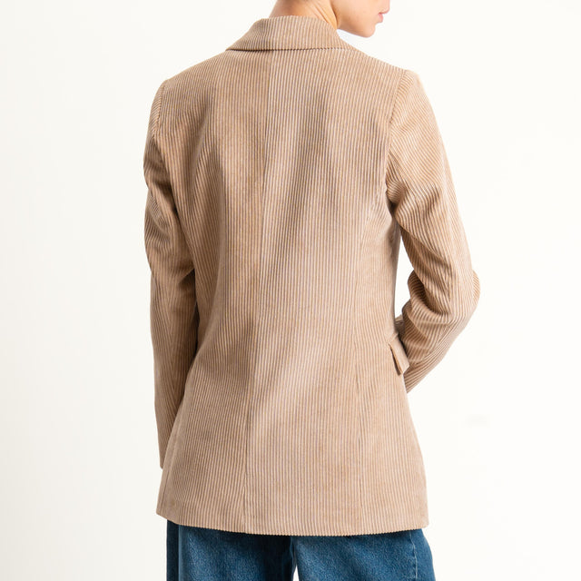Tensione in-Giacca velluto 500 righe con spille - camel