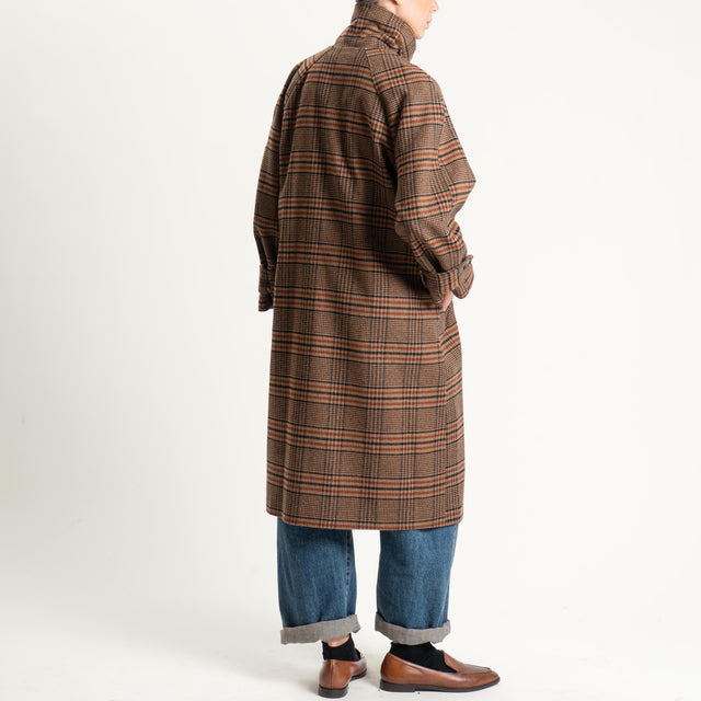 Tensione in-Cappotto check misto lana - beige/coccio/nero