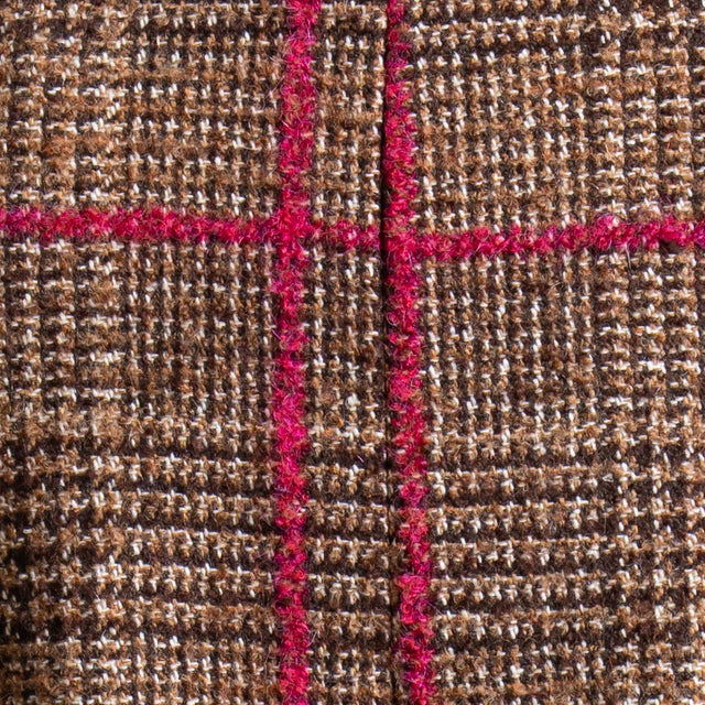 Tensione in-Giacca check misto lana con spilla - cioccolato/fucsia