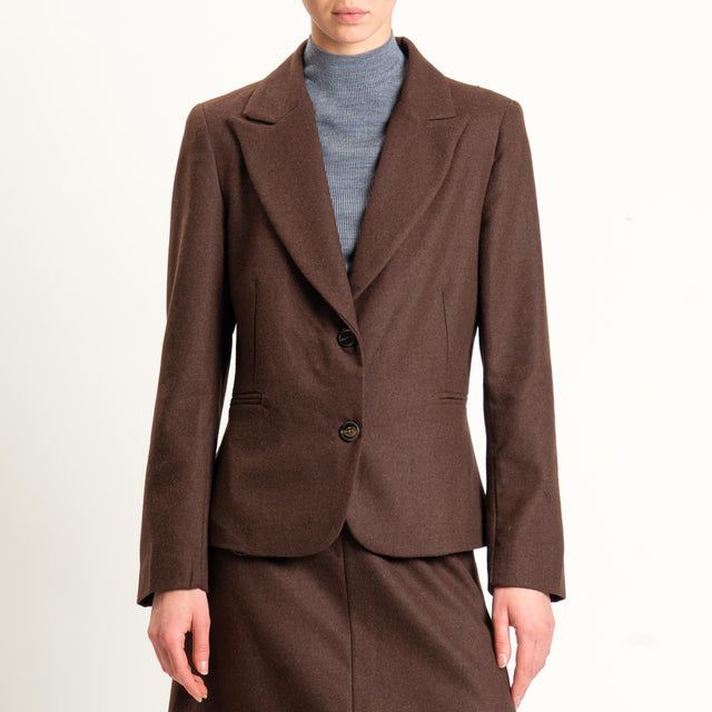 Tensione in- Giacca in flanella due bottoni - moro