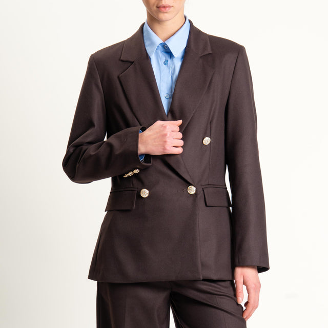 Tensione in-Giacca doppiopetto flanella bottoni - moro