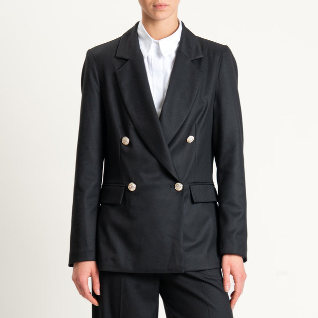 Tensione in-Giacca doppiopetto flanella bottoni - nero