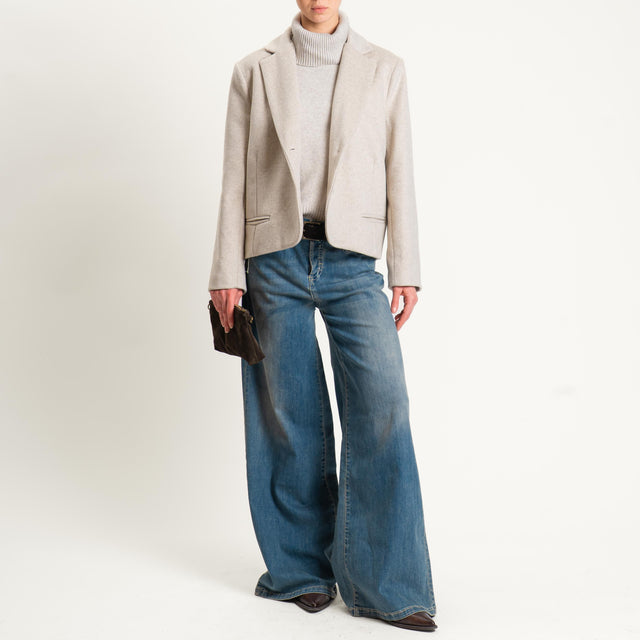 Tensione in-Giacca cappotto velour due bottoni - biege