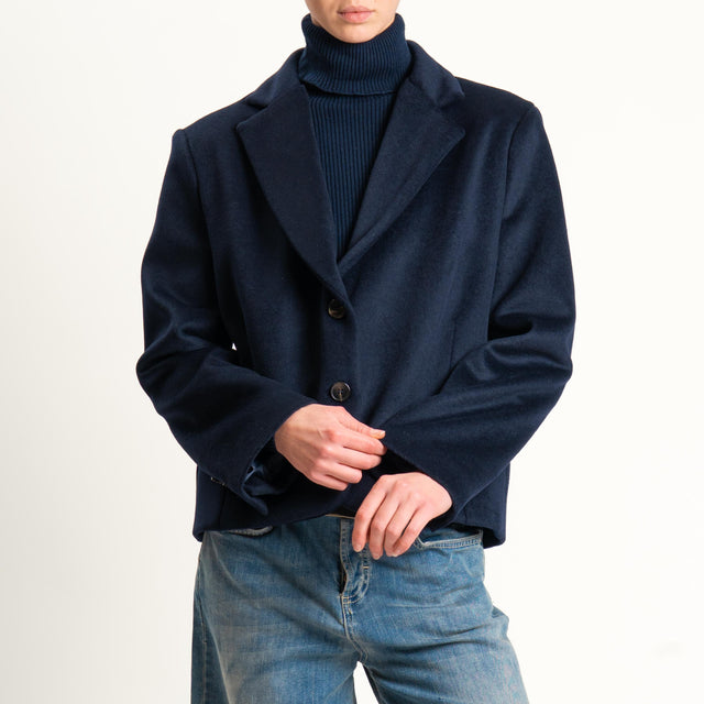 Tensione in-Giacca cappotto velour due bottoni - blu