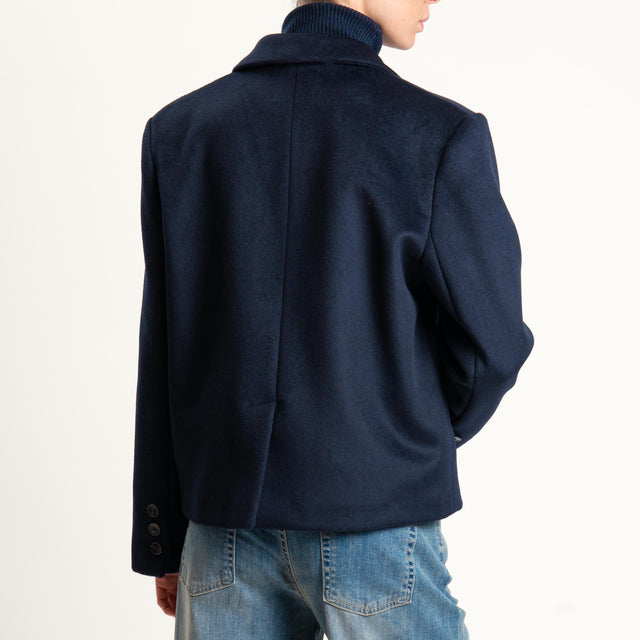 Tensione in-Giacca cappotto velour due bottoni - blu