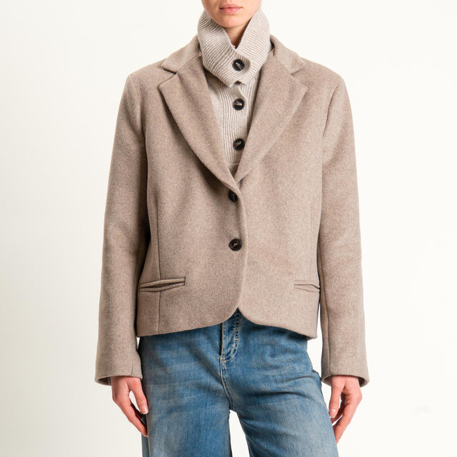 Tensione in-Giacca cappotto velour due bottoni - cacha