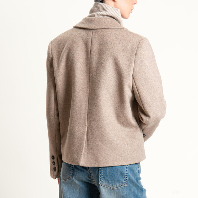 Tensione in-Giacca cappotto velour due bottoni - cacha