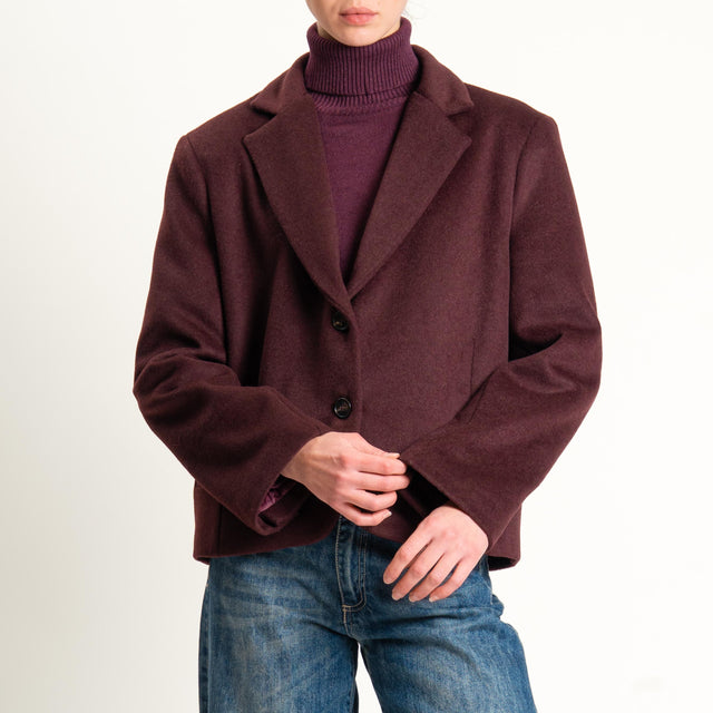 Tensione in-Giacca cappotto velour due bottoni - Bordeaux