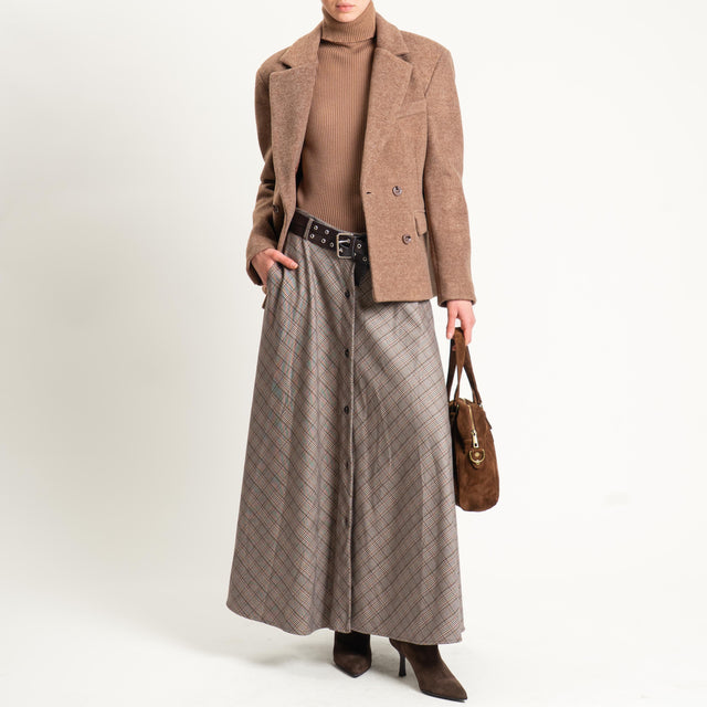 Tensione in-Giacca cappotto doppiopetto velour melange - camel